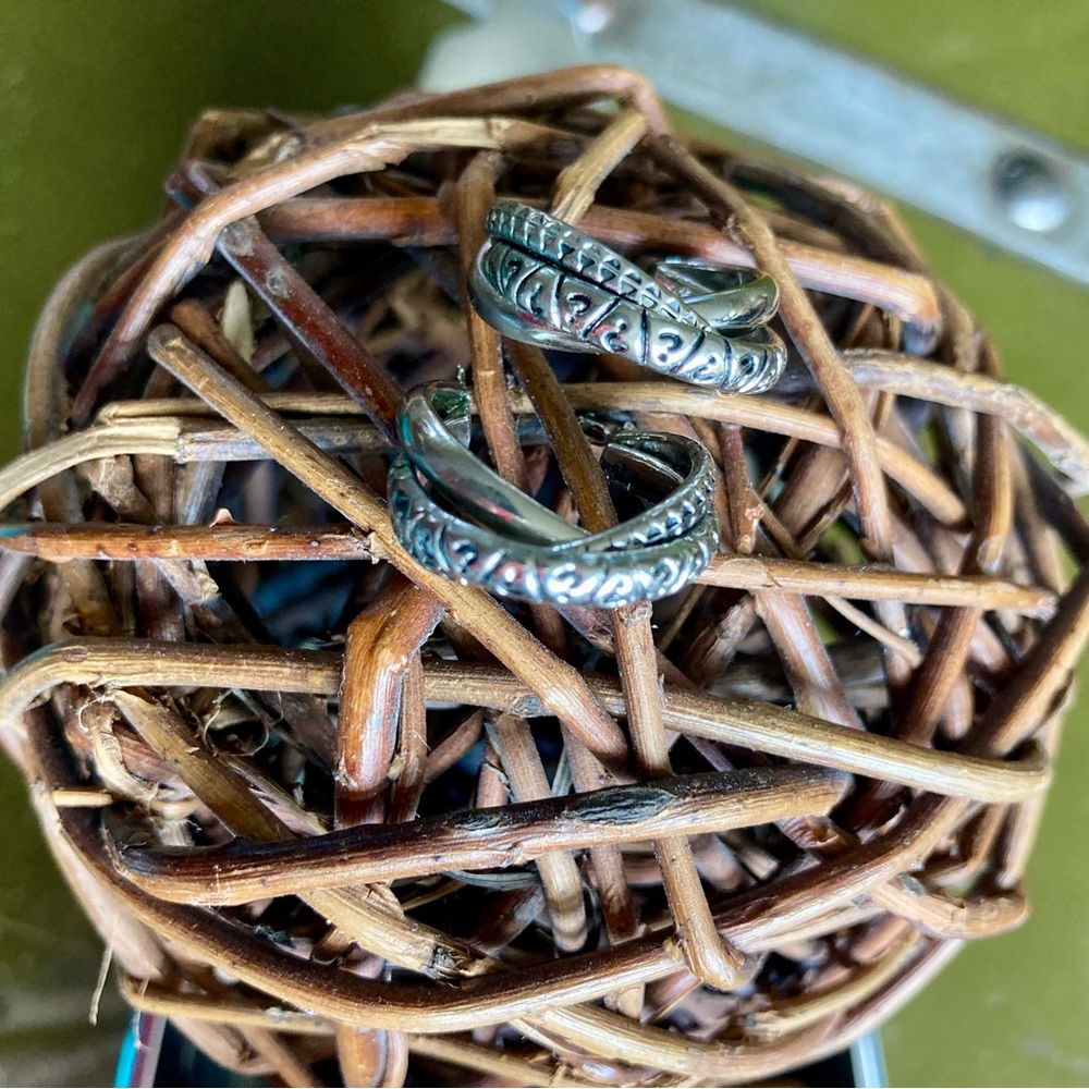 Silver tone Patterned Hoop Earrings